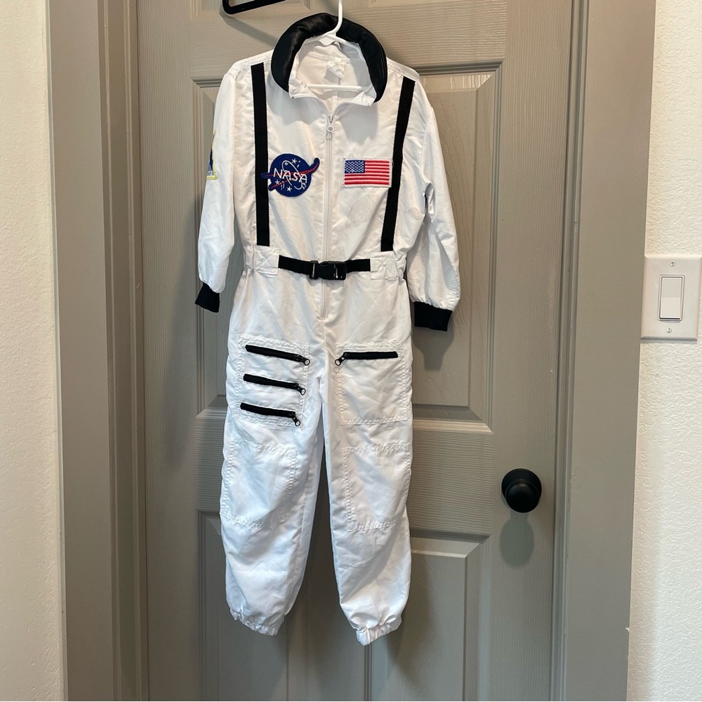 Source Unknown White NASA Kids Astronaut Costume with Black Accents